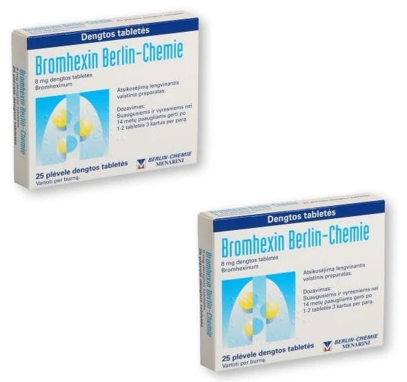 Bromhexine 4mg/8mg- 50 Tablets Treats Respiratory Disorders Acute & Chronic Bronchitis Cold Flu Lung Disease