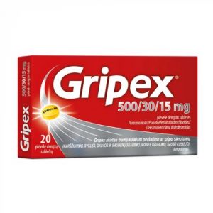 Gripex 500MG/30MG/15MG -Treatment of Cold Flu Hay Fever Cough Pain