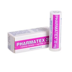 Pharmatex 20mg - benzalkonium chloride 12 contraceptive vaginal tablets