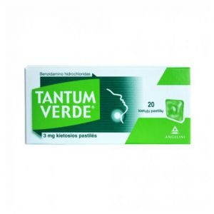 Tantum Verde 20 Pastiles 3mg - Instant Sore Throat Relief, Mouth Antiseptic